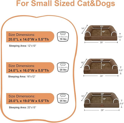 Medium Dog Bed Orthopedic Washable: Beds Bolster Medium Sized Dogs Bed Egg Crate Foam Couch Sofa Waterproof with Removable Cover - Dark Coffee