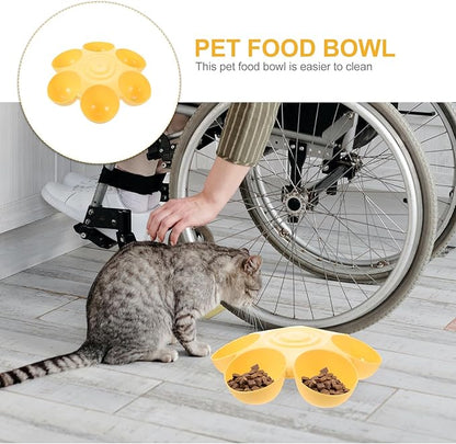 Multipurpose Pet Feeding Bowl 14X14X3.5 Inch Flower Shape Plastic Cat Dog Food Water Dish Multiple Cat Feeder for Easy Cleaning and Feeding
