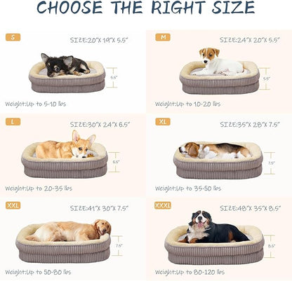 Orthopedic Dog Bed for Small Dogs Breeds, High Density Egg Crate Foam Dog Sofa Beds,Oval Kennel Bed, Pet Couch Bed with Four Sided Bolster, Removable Washable Cover& Non-Slip Bottom