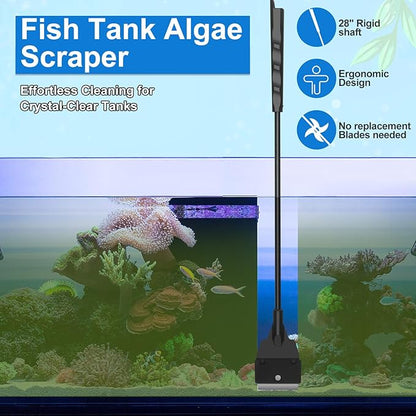 Fish Tank Cleaning Kit Set of 4 Pieces, Aquarium Siphon Algae Scraper Aquarium Net Algae Remover for Fish Tank, Aquarium Cleaner Vacuum Suitable for Changing Water and Cleaning Fish Tanks
