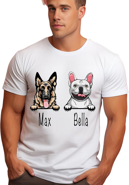 Custom Dog Mom Shirt for Women Pet Ears Sweatshirt with Name Unique Puppy Line Art Cute Dad Hoodie for DogDad Owner Lover