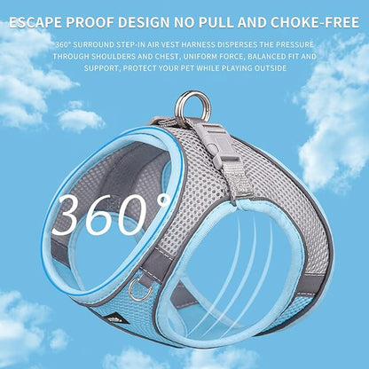 AIITLE Easy Walk Dog Harness and Leash Set - Pet Supply No Pull, Step in Adjustable Dog Harness with Padded Vest for All Weather, Dog Harness No Choke Over, Easy to Put on Medium Dogs Blue L
