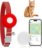 Smart Cat GPS Tracker, Cat GPS Tracker Compatible with Apple Find My App (Only iOS), No Monthly Fee, Waterproof (White Tracker, Red Cat Collar)