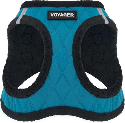 Best Pet Supplies - All Weather Plush, Reflective, No Pull Harness for Small, Medium Dogs, Cats - Secure with Hook & Loop Fastener, Buckle, Double D-Rings - Turquoise Plush, L