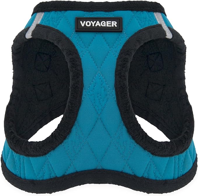 Best Pet Supplies - All Weather Plush, Reflective, No Pull Harness for Small, Medium Dogs, Cats - Secure with Hook & Loop Fastener, Buckle, Double D-Rings - Turquoise Plush, S
