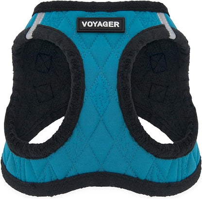 Best Pet Supplies - All Weather Plush, Reflective, No Pull Harness for Small, Medium Dogs, Cats - Secure with Hook & Loop Fastener, Buckle, Double D-Rings - Turquoise Plush, S