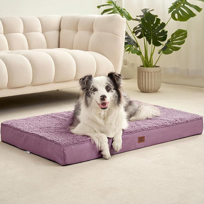 EHEYCIGA Orthopedic Dog Beds for Large Dogs with Removable Washable Cover, Fog Purple, 36x27