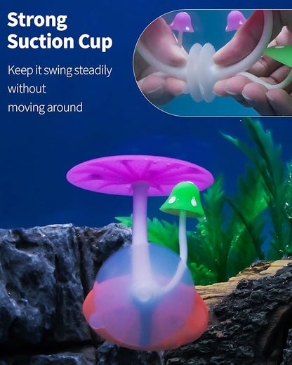 Uniclife Betta Mushroom Hammock Soft Aquarium Rest Bed Fish Breeding Playing Pad with Suction Cup Silicone Ornament Decoration Colorful Lifelike Decor for Fish Tank Landscape, 2 Pack