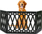 Etna 3-Panel Diamond Design Wood Pet Gate - Decorative Black Tri Fold Dog Fence for Doorways, Stairs - Indoor/Outdoor Pet Barrier - 24-48 Inches Wide x 19 Inches Tall