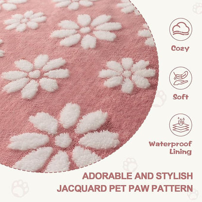 Waterproof Blanket for Dog Cat or Adult, Cute 3D Textured Flower Dog Blanket for Bed Couch Sofa, Soft Liquid Pee Proof Pet Furniture Protector, 60"x80", Pink