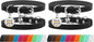 BRONZEDOG Leather Cat Collar with Removable Bells Non Breakaway Kitten QR Tag for Girl Boy (7" - 9" for Cats, Black & Silver) (Pack of 2)