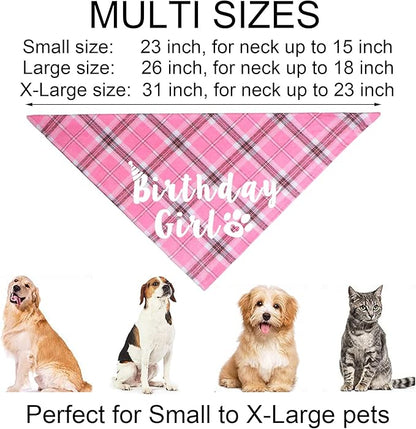 Dog Birthday Party Supplies, Multi Sizes Dog Birthday Bandana Girl Dog Birthday Hat Crown with Birthday Numbers Bow Tie for Large Extra Large Dogs Pets (Pink, X-Large)