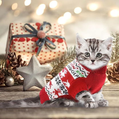 Dog Christmas Sweater Xmas Pet Clothes Cute Reindeer Christmas Dog Costume Outfits Holiday Knitwear Puppy Cat Jumpers New Year Gifts for Small Medium Large Dogs(Red Runing Deer,XXL)