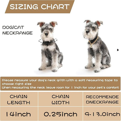HOWWFALY Dog Collar and Cat Chain Necklace Stainless Steel Adjustable 18K Gold Heart-Shaped Necklace for Small Pets Cats Kitten Puppy (Gold, 14 inch)
