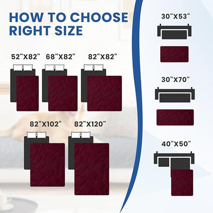 Waterproof Dog Blanket, Non-Slip Soft Pet Bed Cover, Couch Cover for Dogs Washable, Protects Sofa, Furniture, Crate, Car, Tear Resistant Leakproof Pet Blanket Christmas (82x82 Inch, Burgundy)