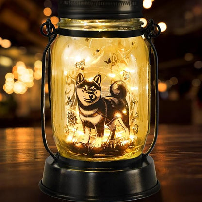 Shiba Inu Gifts for Women/Men Shiba Inu Solar Lanterns Mom Birthday Shibe Dog Lovers Lantern Pet loss Animal Doge Memorial Lights Solar Garden Decoration for Yard, Patio,Backyard,Porch Torches