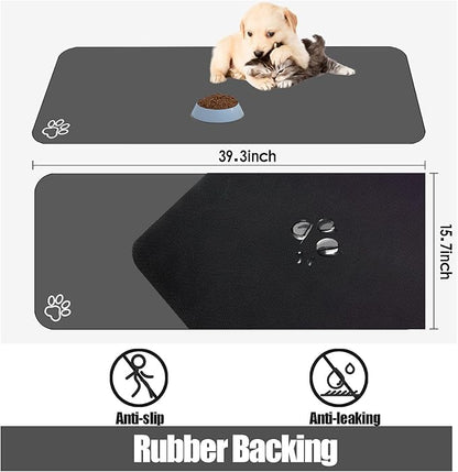 Large Pet Feeding Mat, Bohemia Absorbent Quick Dry Dog Mat for Food and Water Bowl, Non Skid Cat Bowl Mat, No Stains for Pet Water Dispenser Pet Supplies for Messy Drinkers