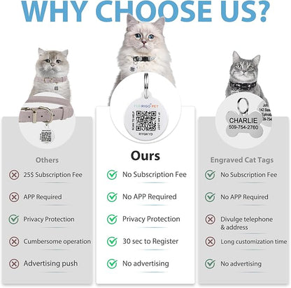 Cat Collar Breakaway with QR Code Name Tag, Reflective Kitten Collars with Bell, Cat ID Tag Personalized, Ultra-Durable, Adjustable, Quick Release, Fits Most Girl Boy Small Large Cats (Grey,8-13.3'')