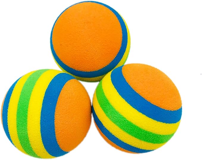 PET SHOW 50pcs 1.4" Interactive Cat Toy Balls for Indoor Cats Colorful Rainbow Soft Foam Kitten Toys Ball for Small Dogs Puppies Quiet Playing Stuff 5 Colors