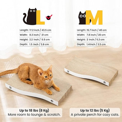 Cat Scratcher, Durable Scratch Pad, Corrugated Cardboard Scratching Board for Indoor Cats, Heavy Duty, Double-Sided Usability, Recyclable, with Catnip, Medium, 4 Packs