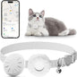 Cat Tracker,Pet Tracker for Cats Compatible with Apple Find My App(Only iOS),Waterproof Tracker Cat Collar with Safety Elastic Buckle,No Monthly Fee,Works with Any Collar (White)