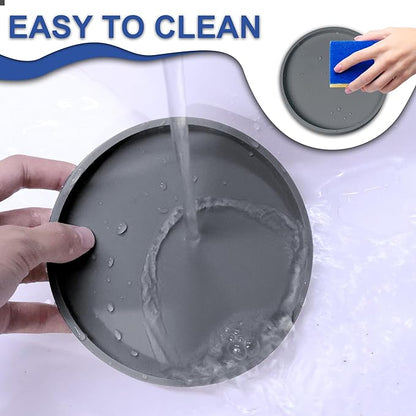 Arespark Pet Silicone Food Mat, Set of 4 Nonslip Waterproof Feeding Bowl Mat with Raised Edges for Food and Water Prevent Spills, Round Eating Tray for Dog Cat Puppy Kitten, 6'' x 6''
