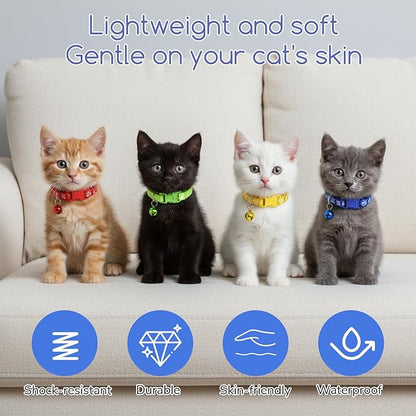 6 Pcs Collar for Cats, Breakaway Cat Collars Reflective Safety Kitten Collar with Bells for Cats Small Dogs, Mixed Colors