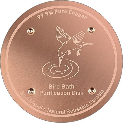 1 Pcs Copper Disc for Bird Bath | 99.99% Pure Copper Plate & Birdbath Disk | 0.6mm Thick Reinforced Design | Maintains Clean Water Naturally | Fits All Birdbath Bowls Year-Round (Bird Style 3)