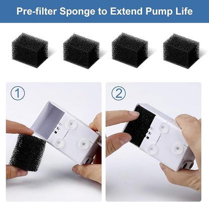 8 Pcs Cat Fountain Replacement Filters for Veken 95Oz/2.8L Automatic Pet Fountain and Stainless Steel Cat Water Fountain Dog Water Dispenser (4 Carbon Filters+4 Sponge Filters)