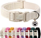 Cute Corduroy Dog Collar - White Adjustable Dog Collars for Large Dogs 50-80lbs, Fade-Proof with Secure Snap & Little Charm, Christmas Birthday Gift, L