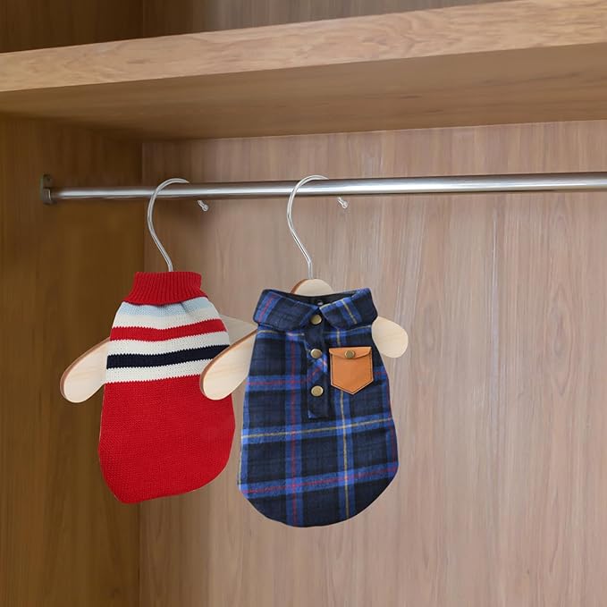 Wooden Dog Clothes Hangers 16cm Large Pet Clothes Hanger Sturdy Household Pet Accessory for Dog and Cat Clothing Storage
