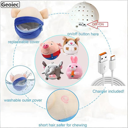 Interactive Dog Toys, 2026 New Active Moving Pet Plush Toy, Rechargeable Squeaky Dog Ball Toy with Talking Sound, Washable Cartoon Bunny Plush Toy for Dogs Puppies (Pink Bunny)