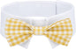 Segarty Dog Bow Tie, Adjustable Yellow Plaid Bowtie Collar for Neck Girth 10.2-12.6in, Medium Neck Tie Tuxedo Comfortable Cotton Boy Pet Grooming Accessory for Formal Wedding Holiday Birthday Party