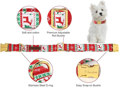 Unique style paws Christmas Dog Collar Metal Buckle Christmas Tree Puppy Collar Gift Durable Cute Collar for Small Medium Large Boys Girls Dogs