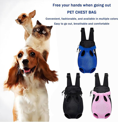 Pet Carrier Backpack, Adjustable Pet Front Carriers for Small Medium Dogs Cats 5-18 Lbs, Legs Out, Dog Cat Carrier Backpack for Hiking,Camping,Traveling,Cycling (Blue, Medium（Fit:5-10lb）)