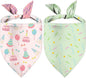 Birthday Dog Bandanas, Double Side All 4 Patterns Reversible Large Pet Bandanas 2 Pack, Celebration Set, Plaid Adjustable Triangle Holiday Pink Green Scarves for Dogs Girl Boy Pets