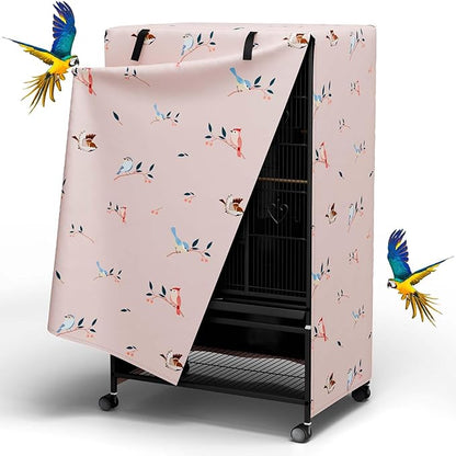 Tchvt Nighttime Bird Cage Covers with Zipper Panel Blackout Birdcage for Winter Universal Breathable Large Good Night Enclosure for Bird (Bird Designs, 19x19x40 inch)