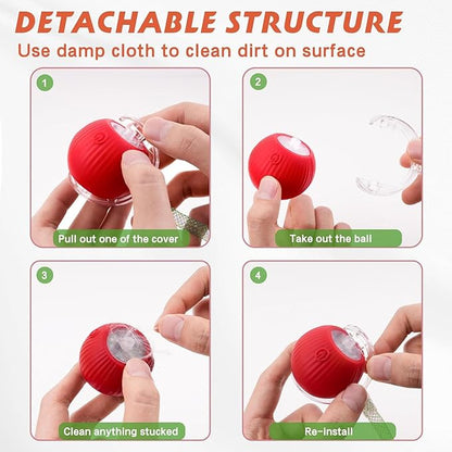 2 Packs Speed 2.0 Tail Interactive Cat Toys for Indoor Cats, Chirping & Motion Activate Cat Toy, Smart Kitten Rolling Ball Moving Ball Toys,Rechargeable Dog Cat Bal l for Enrichment Exercise (New P+G)