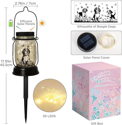 Beagle Gifts for Women/Men Beagle Solar Lanterns Dog Mom Birthday Dog Lovers Lantern Pet Loss Pet Memorial Lights Solar Garden Decoration Outside for Yard, Patio,Backyard,Porch
