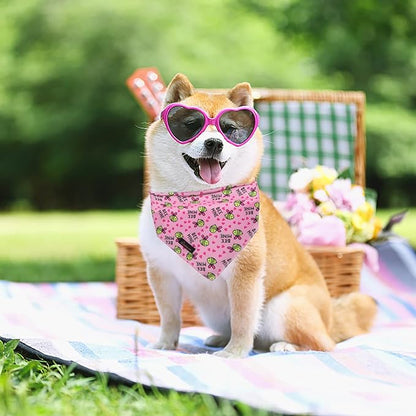 ARING PET Bee Dog Bandanas, Spring Yellow Pink Bees Pet Bandana Scarf Triangle Bibs for Puppy Small Medium Large Boy Girl Dogs Cats-S