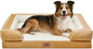 Comfort Expression Orthopedic Dog Bed for Large Dogs 38x25 Inch, Waterproof Supportive Egg Crate Foam Large Pet Bed with Removable Bolsters, Dog Couch with Washable Cover & Non-Slip Bottom, Caramel
