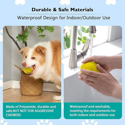 Dog Balls,The 3rd Generation Interactive Toys for Puppy/Small/Medium/Large Dogs,Improved Dog Rolling Effect Tennis Ball with Strap, Tough Motion Activated Automatic Moving Dog Toys (Yellow)