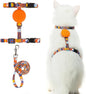 PUPTECK Adjustable Cat Harness and Leash Set Escape Proof Kitten Strap Collar for Walking Travel, Geometry Pattern