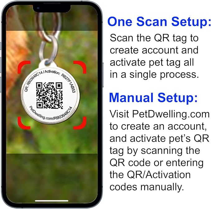 Pet Dwelling QR Code Pet ID Tag – Smart Dog & Cat ID Tags for Pet Safety, Free Personalized Online Profile, Instant Scan Alerts, AI Insights (Brown Paw)