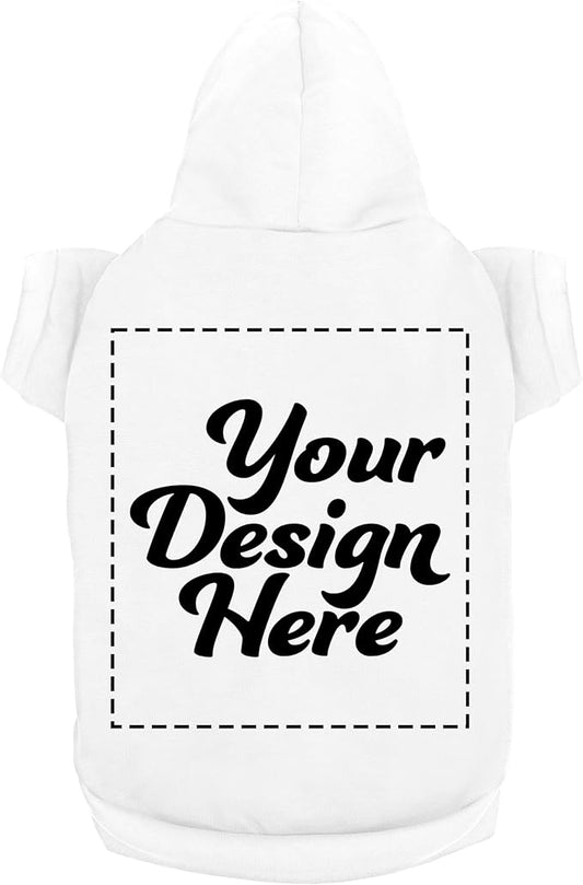 Personalized Dog Hooded Sweatshirt Custom Pet Pullover Hoodie Text/Image Small/Medium/Large Dogs,Puppy,Cat and Kitten White