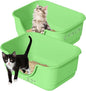 2 Pack Low Entry Small Litter Box for Kittens, Kitty Plastic Litter Boxes, Open Top, Anti-Splash High Sided Litter Tray Pan for Medium Pets, Puppy, Easy to Clean, 15.7"L*11.8"W*6.7"H (Green)