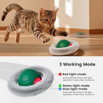 Gardner Pet Interactive Cat Toys Ball,Self Moving Ball in 4 Holes Play Mat,Tap Activation Moving Toy Hide and Seek Exercise Kicker Catching Game for Indoor cat,Real Bird Calls,USB Charging,28 Inch