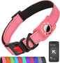 Airtag Dog Collar with AirTag Holder for Large Dogs, Reflective, Soft Padded & Safety Locking Buckle, Nylon Pet Collars Adjustable for All Breeds, Pink,XL