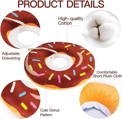 Cat Cone Collar Soft, Cute Cat Donut Collar After Surgery, Adjustable Kitten Recovery Cones to Stop Licking, Lightweight Neck Elizabethan Collars for Cats Kittens (Brown, Large)