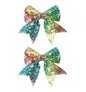 3-inch Sequined Bow Hair Clips For Baby Girls, Toddler, Kids and Young Women Birthday Party Wedding Christmas Occasions Pet Accessories Set of 2 (Rainbow Green)